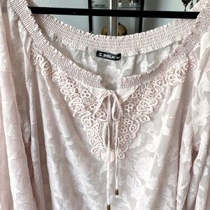 3X (moving towards 4X) Blush/light pink Blouse.